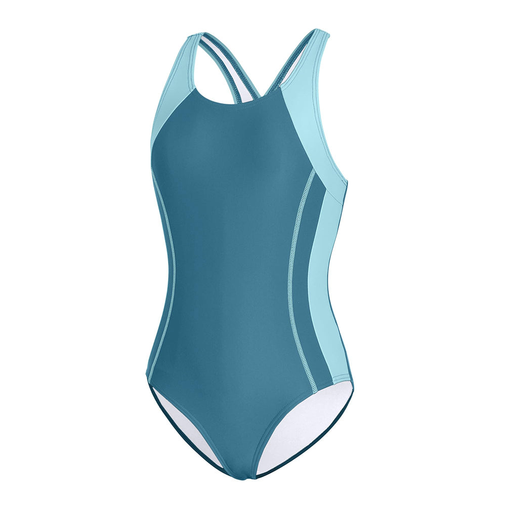 Charmo Girls Color Block Swimsuit One Piece Swimwear Athletic Competition Bathing Suit 7-16Years