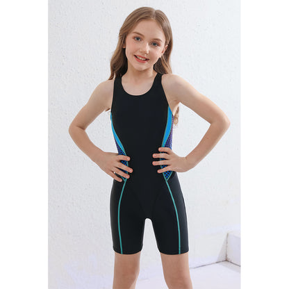 Charmo Girls Fish Scales Print Swimsuit Boyleg One Piece Athletic Bathing Suit Training Swimwear Size 7-16 Years