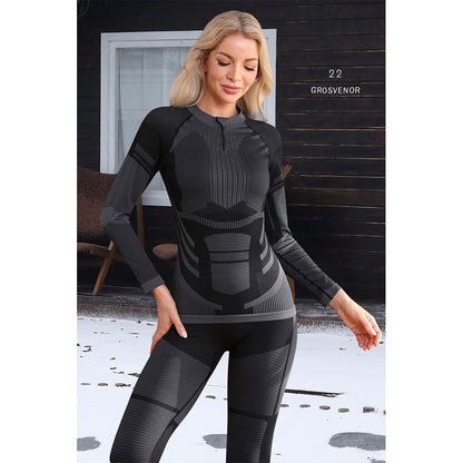 Attraco Women's Thermal Base Layer Set for Skiing Quarter Zip Thermal Underwear for Cold Weather