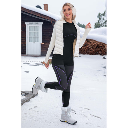 Attraco Women's Seamless Thermal Base Layer Set Long Sleeve Compression Top & High Waist Leggings Winter Ski Underwear
