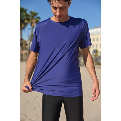 Charmo Mens Quick Drying Rash Vest UPF 50+ Rash Guards Breathable Short Sleeve Stretchy T-Shirt Swim Tops