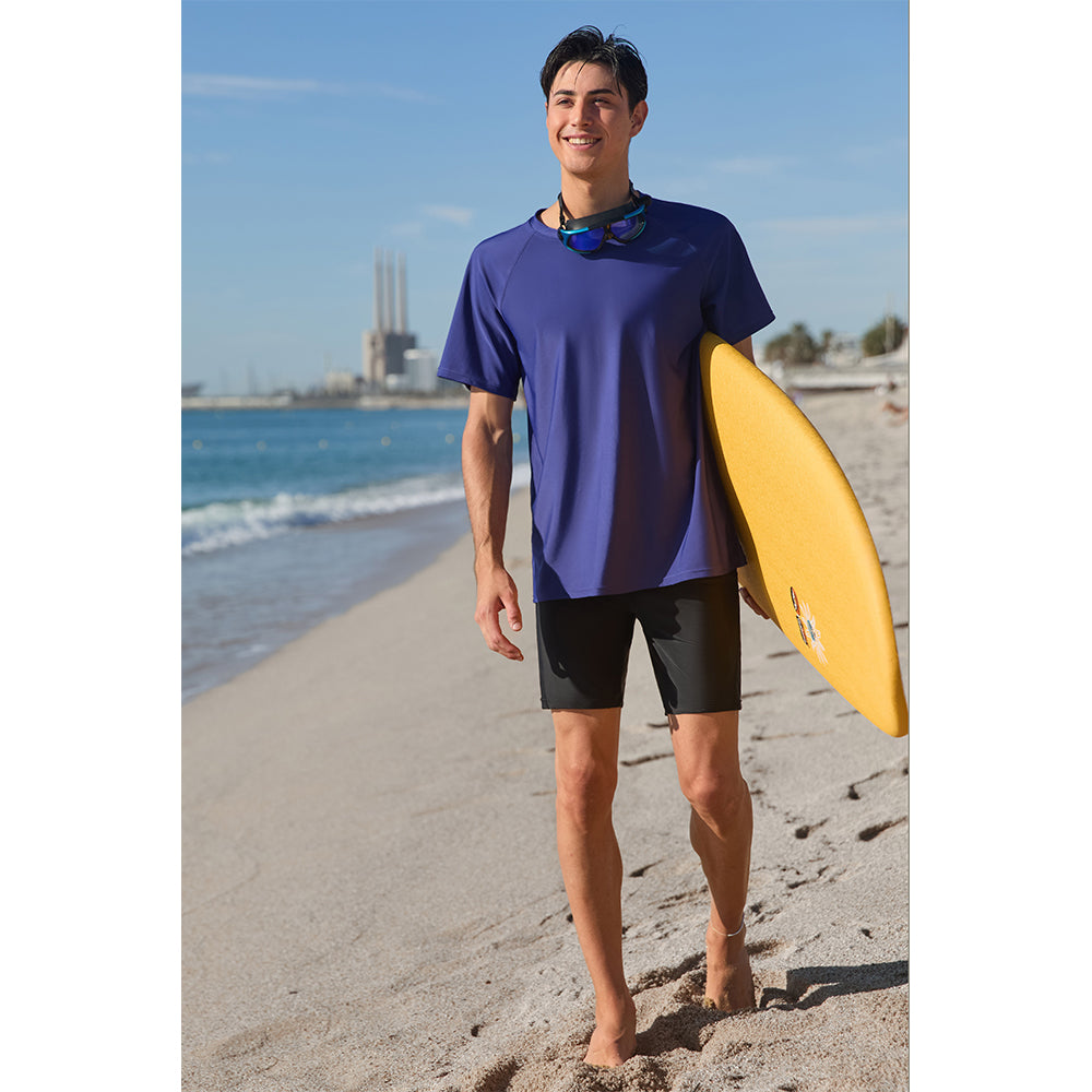 Charmo Mens Quick Drying Rash Vest UPF 50+ Rash Guards Breathable Short Sleeve Stretchy T-Shirt Swim Tops