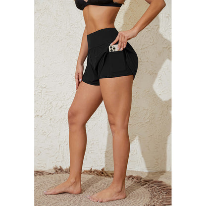 Attraco Women's Swim Shorts Side Split Swim Trunk 2 in 1 Board Shorts with Pockets Swim Bottom