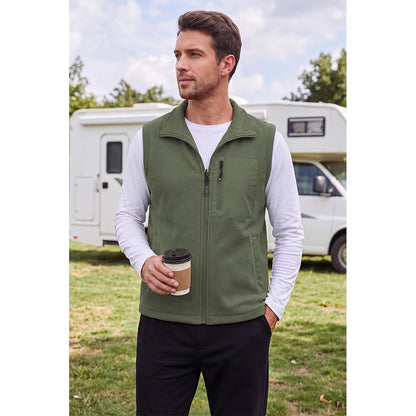 Attraco Unisex Reversible Fleece Vest Full Zip Stand Collar Lightweight Outdoor Jacket