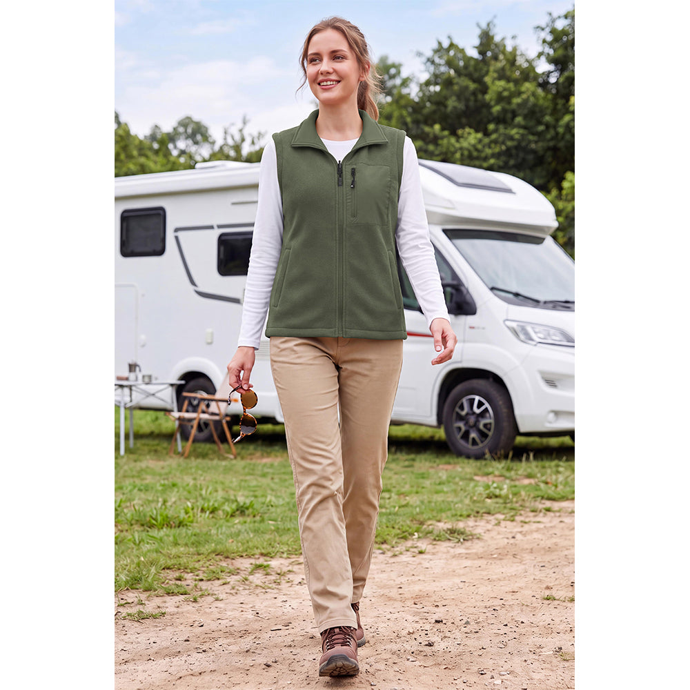 Attraco Unisex Reversible Fleece Vest Full Zip Stand Collar Lightweight Outdoor Jacket