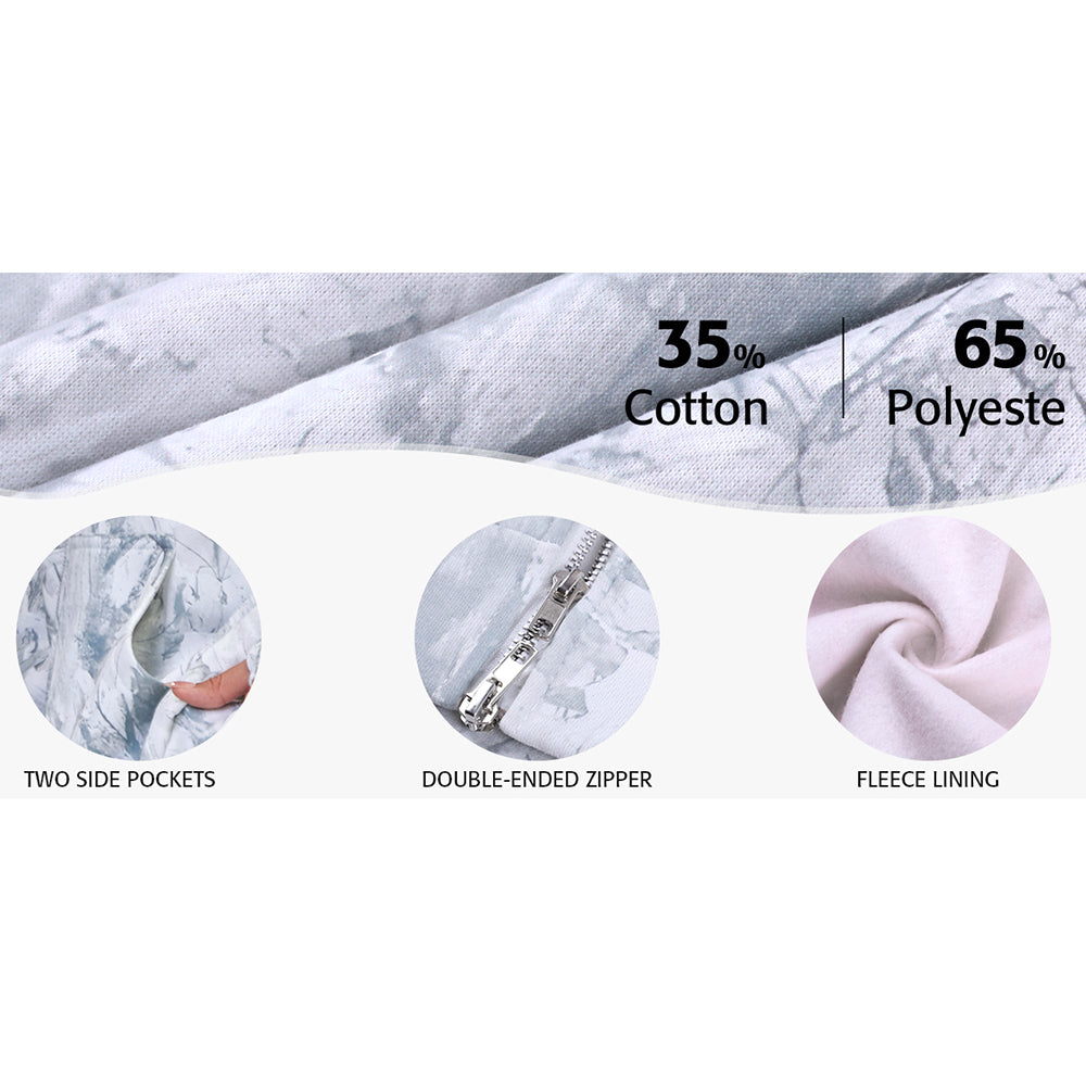 Attraco Women's Oversized Hooded Sweatshirt Solid Color Full Zip Long Sleeve Pocket Sweatshirt