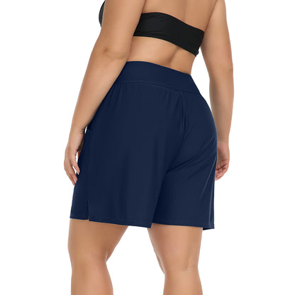 Charmo Women's Plus Size Swim Shorts High Waisted Board Shorts Tankini Swimsuit Bottom with Pockets