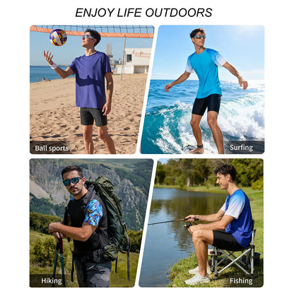 Charmo Mens Quick Drying Rash Vest UPF 50+ Rash Guards Breathable Short Sleeve Stretchy T-Shirt Swim Tops