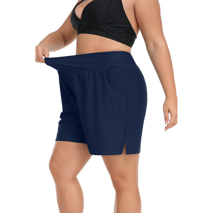 Charmo Women's Plus Size Swim Shorts High Waisted Board Shorts Tankini Swimsuit Bottom with Pockets