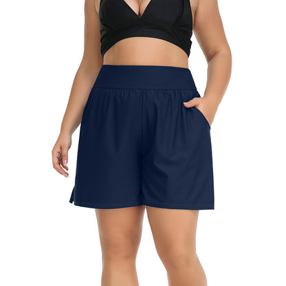 Charmo Women's Plus Size Swim Shorts High Waisted Board Shorts Tankini Swimsuit Bottom with Pockets
