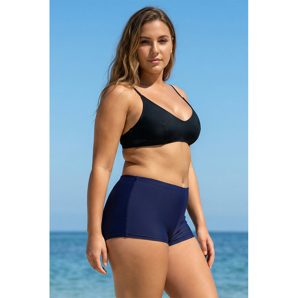 Charmo Women's Plus Size High Waist Smooth Boyshort Swim Bottoms Swim Shorts