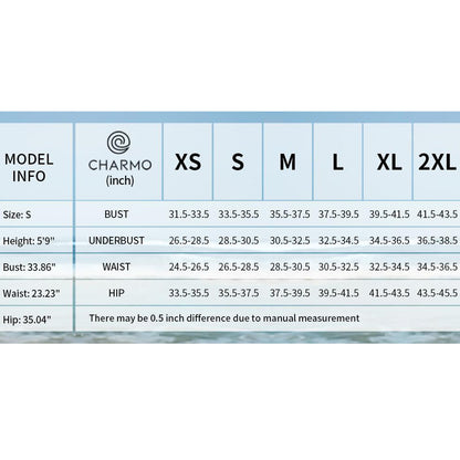 Charmo Women's Scalloped Wrap-Front One Piece Swim Dress Adjustable Tie & Back Bow Detail Swimwear