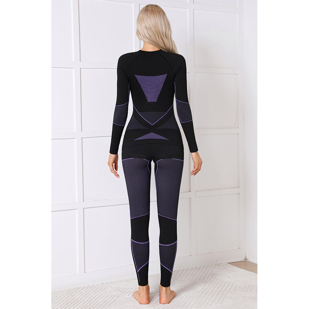 Attraco Women's Seamless Thermal Base Layer Set Long Sleeve Compression Top & High Waist Leggings Winter Ski Underwear