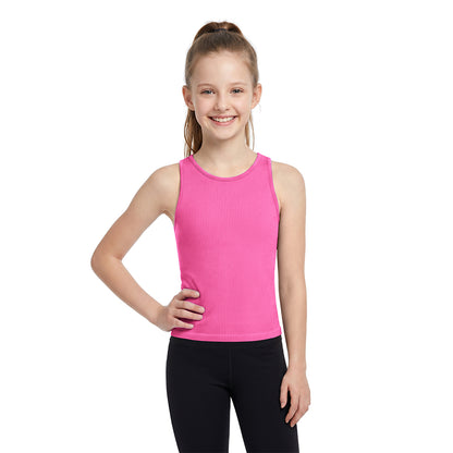 Attraco Girls Ribbed Racerback Seamless Workout Tank Top Athletic Tops