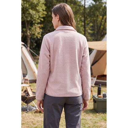 Attraco Women's Full Zip Double-Sided Fleece Jacket with Stand Collar Lightweight Warm Outerwear