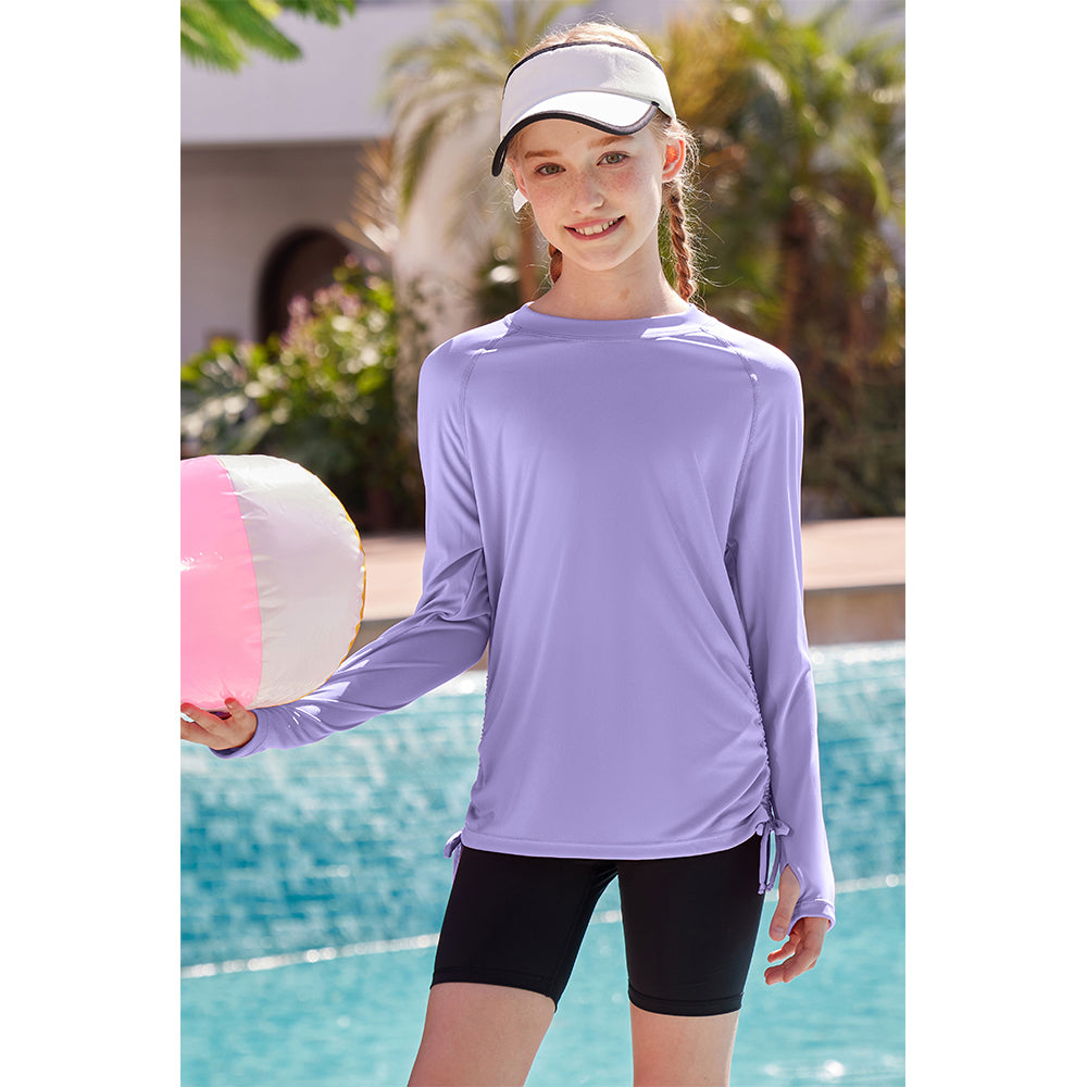 Charmo Rash Guard for Girls Long Sleeve Swim Shirt UPF 50+ Sun Protection Teen Girls Swimsuit Athletic Shirts 7-16Years