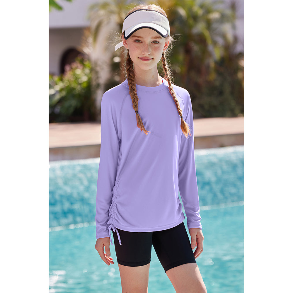 Charmo Rash Guard for Girls Long Sleeve Swim Shirt UPF 50+ Sun Protection Teen Girls Swimsuit Athletic Shirts 7-16Years