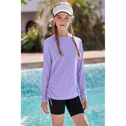 Charmo Rash Guard for Girls Long Sleeve Swim Shirt UPF 50+ Sun Protection Teen Girls Swimsuit Athletic Shirts 7-16Years