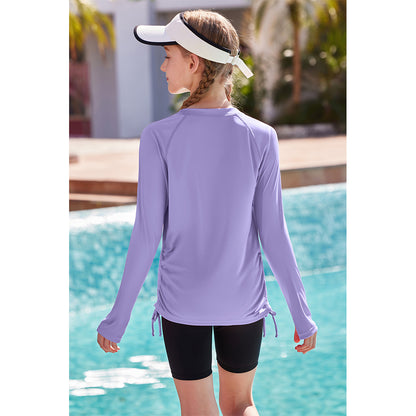 Charmo Rash Guard for Girls Long Sleeve Swim Shirt UPF 50+ Sun Protection Teen Girls Swimsuit Athletic Shirts 7-16Years
