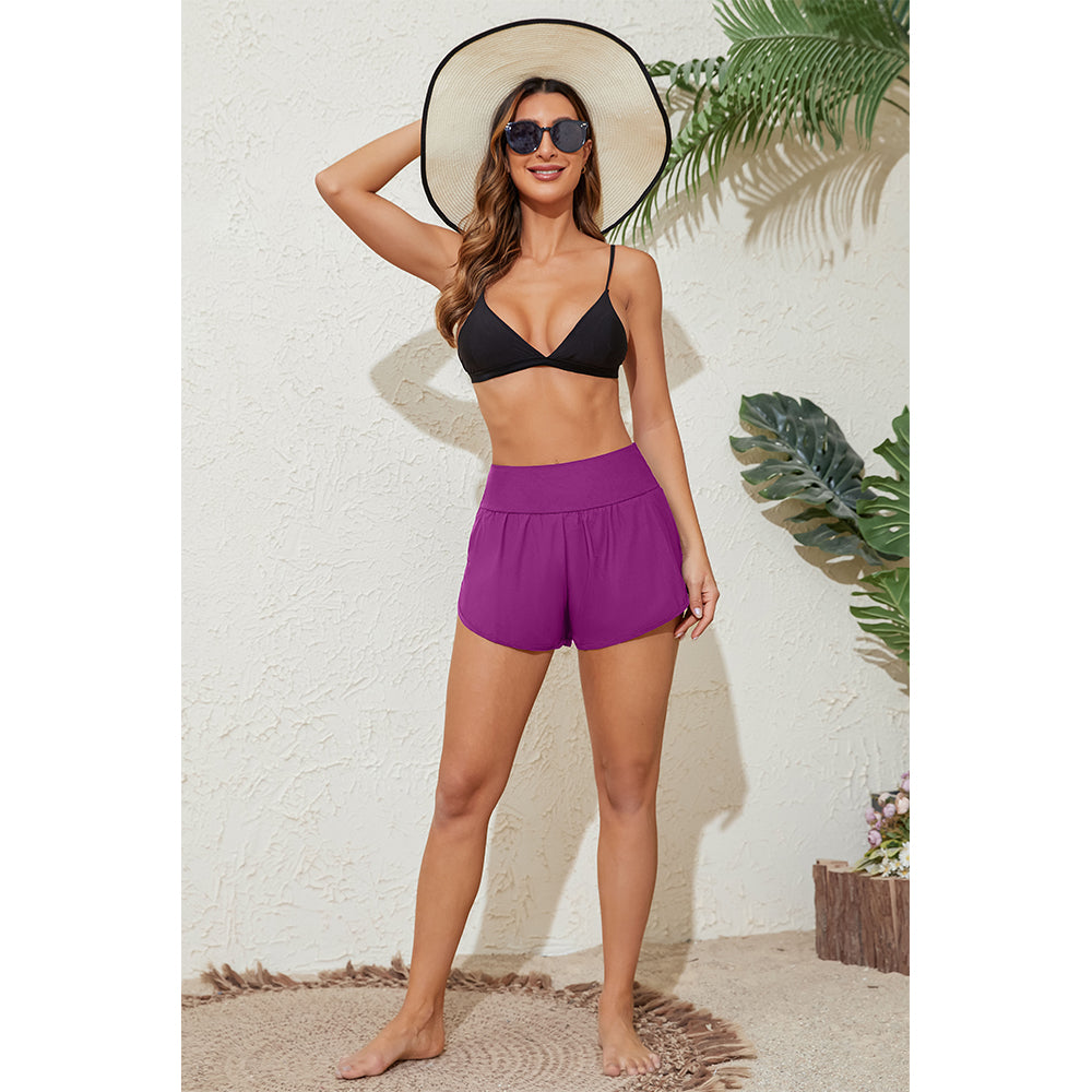 Attraco Women's Swim Shorts Side Split Swim Trunk 2 in 1 Board Shorts with Pockets Swim Bottom