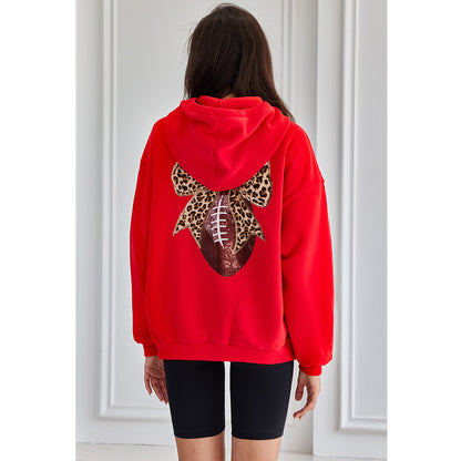 Attraco Women's Gameday Football Sequin Oversized Half Zip Fleece Pullover Hoodies Long Sleeve Fashion Half Zip Sweatshirt Fallfreshness Winter 2025