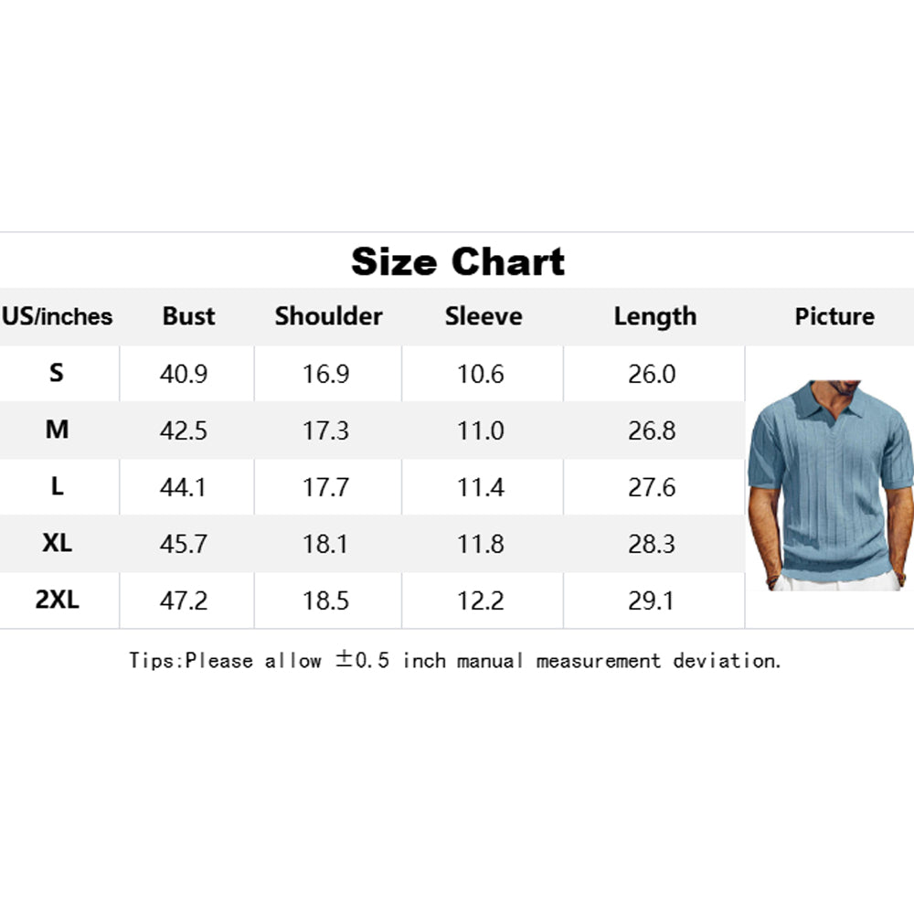 Attraco Men's V-Neck Polo Shirts Knit Polo Textured Summer Shirts Tops
