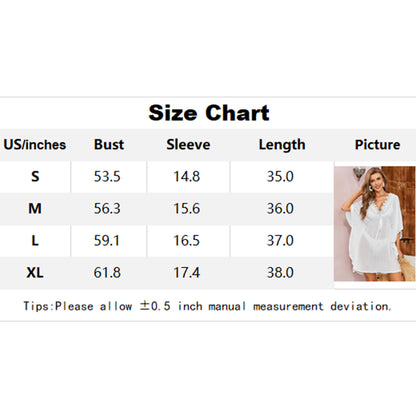 Charmo Women's Batwing Sleeve Lace Trim V Neck Back Tie Cover Ups For Summer Wear