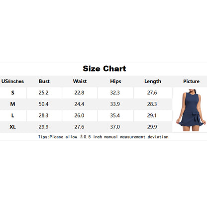 Attraco Women's Sleeveless Racerback Athletic Dress with Built-in Shorts & Waist Tie Tennis Dress Golf Dress