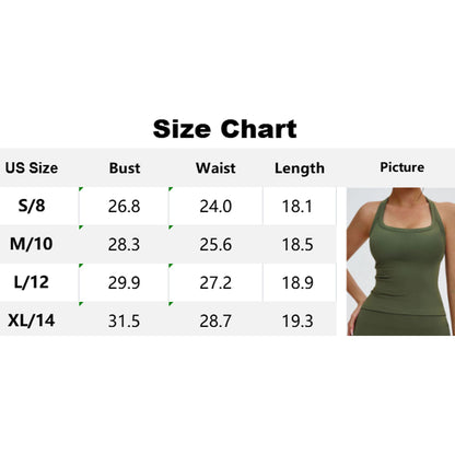 Attraco Women's Square Neck Halter T-Back Longline Sports Tank Top with Removable Pads Yoga Tops