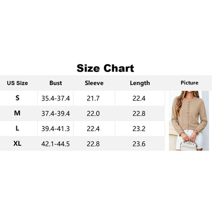 Attraco Women's Long Sleeve Ruffle Trim Cardigan Sweater Button Front Knit Top