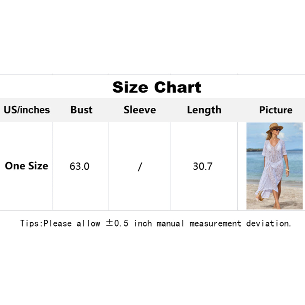 Charmo Women's Crochet Hollow Out V Neck Batwing Sleeves & High Side Slits Cover Ups