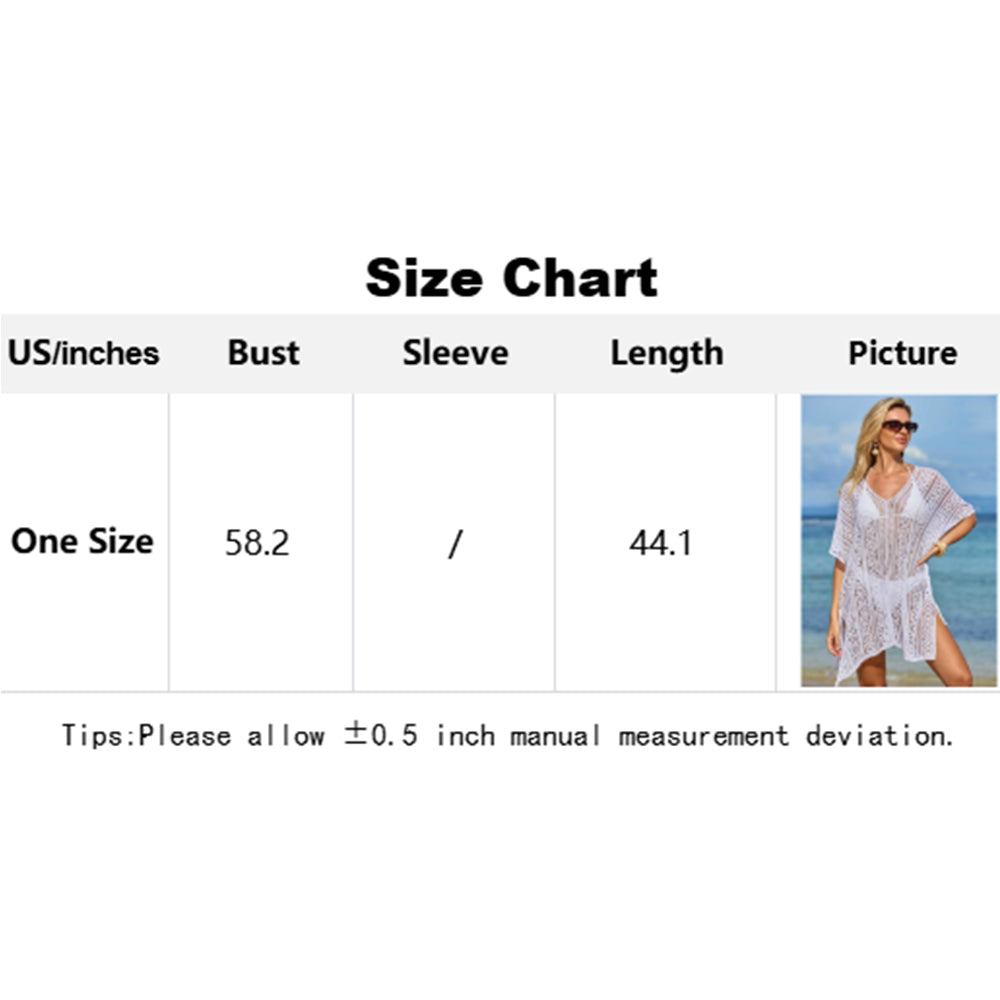 Charmo Women's Crochet Hollow Out Batwing Sleeves Cover Ups with Adjustable Side Slit Drawstrings Beach Wear