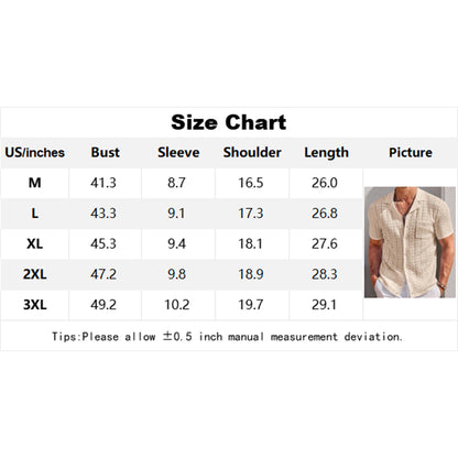 Attraco Men's Short Sleeve Textured Knit Camp Collar Button Front Shirt Summer Tops