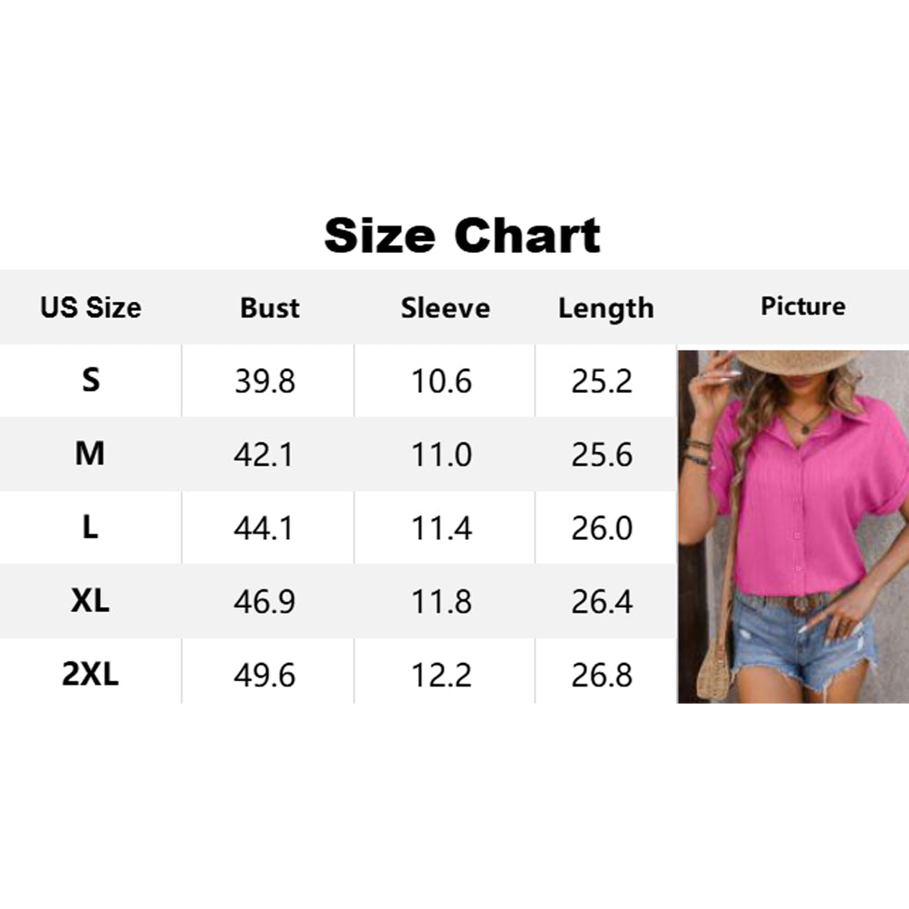 Women's Collared Short Sleeve Button Down Shirt-TAXS0012