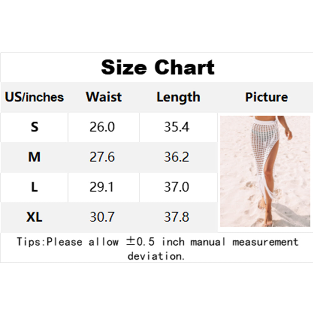 Charmo Women's Crochet Openwork Slit Hem Fringe Beach Cover Up Skirt