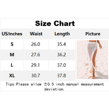 Charmo Women's Crochet Openwork Slit Hem Fringe Beach Cover Up Skirt