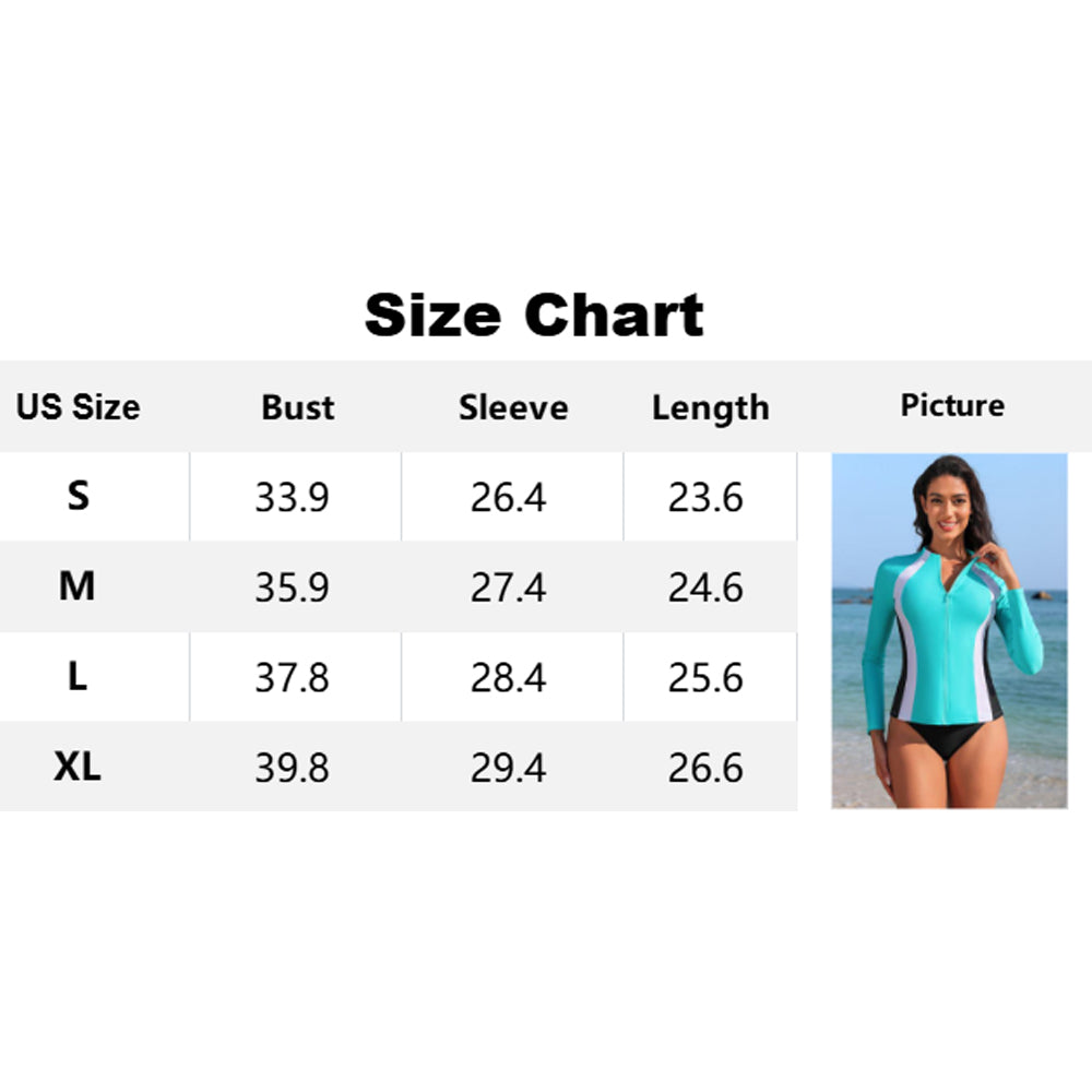Attraco Women's Full Zip UPF 50+ Long Sleeve Rash Guard Shirts Sun Protection Surfing Swimsuit