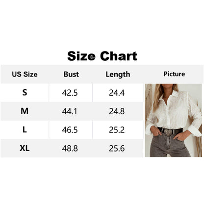 Attraco Women's Floral Embroidered Long Sleeve Button Down Blouse Collared Shirt