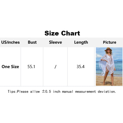 Charmo Women's Open Knit Fringe Cover Up with Sheer Design & Tassel Details Beach Swimwear