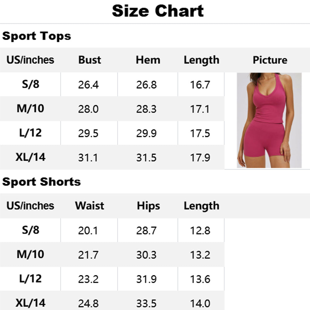 Attraco Women's 2-Piece V-Neck Racerback Sprot Tops with Removable Pads and High Waisted Shorts Active Set