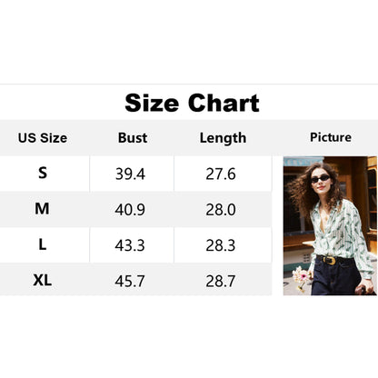 Attraco Women's Long Sleeve Leaf Print Button Down Blouse with Collared Neck