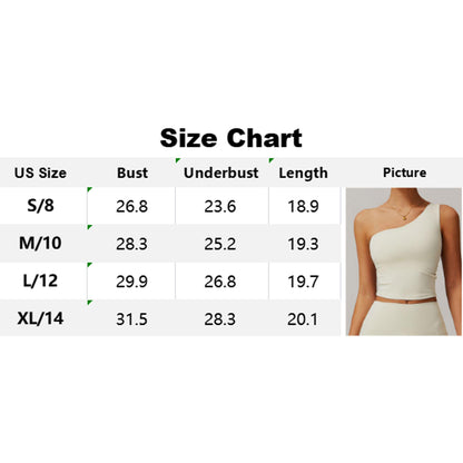 Attraco Women's One Shoulder Ruched Cropped Sports Tank Top with Removable Pads Yoga Tops