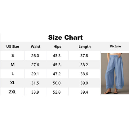 Attraco Women Elastic Drawstring High Waist Wide Leg Cropped Pants with Side Pockets and Lace Hem