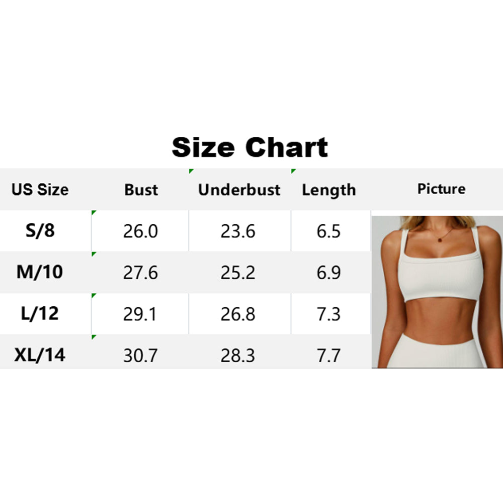 Attraco Women's Square Neck Ribbed Sports Bra with Removable Pads
