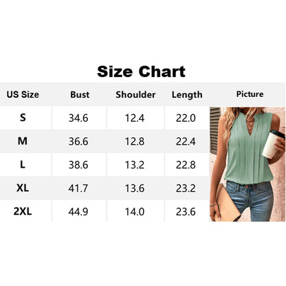 Attraco Women's Sleeveless Split V-Neck Pleated Casual Tank Top Summer Shirts