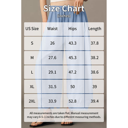 Attraco Women Elastic Drawstring High Waist Wide Leg Cropped Pants with Side Pockets and Lace Hem