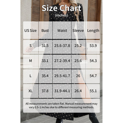 Attraco Women Lace Trim V Neck Allover Bow Print Long Sleeve Side Slit Maxi Dress