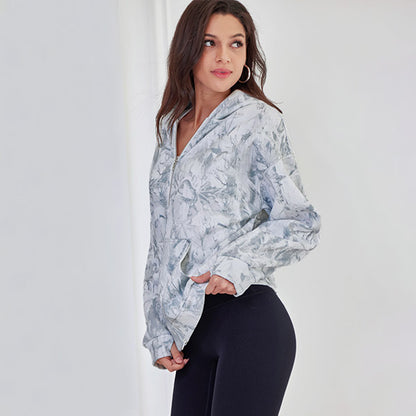 Attraco Women's Oversized Hooded Sweatshirt Solid Color Full Zip Long Sleeve Pocket Sweatshirt