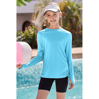 Charmo Rash Guard for Girls Long Sleeve Swim Shirt UPF 50+ Sun Protection Teen Girls Swimsuit Athletic Shirts 7-16Years
