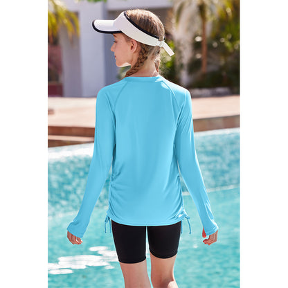 Charmo Rash Guard for Girls Long Sleeve Swim Shirt UPF 50+ Sun Protection Teen Girls Swimsuit Athletic Shirts 7-16Years